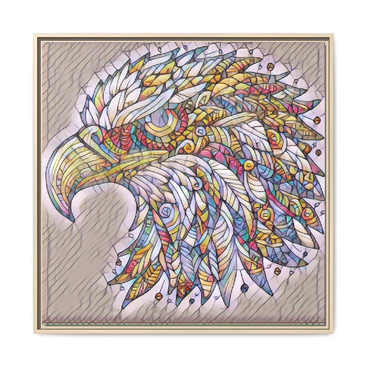 Colorful Eagle Head Matte Framed Canvas Art