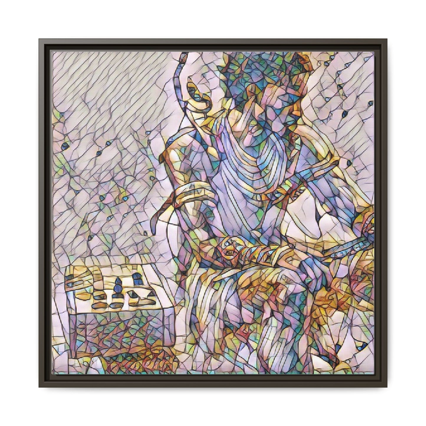 Framed Matte Canvas Art — Abstract Stained-Glass Chess Player