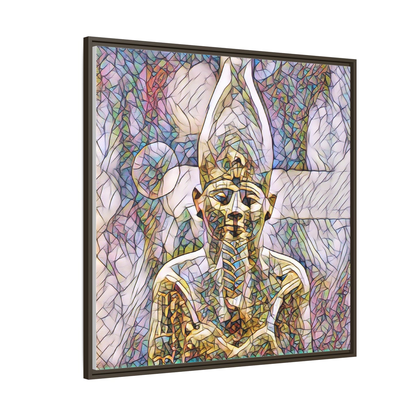 Egyptian Pharaoh Stained-Glass Style Matte Canvas Print, Framed