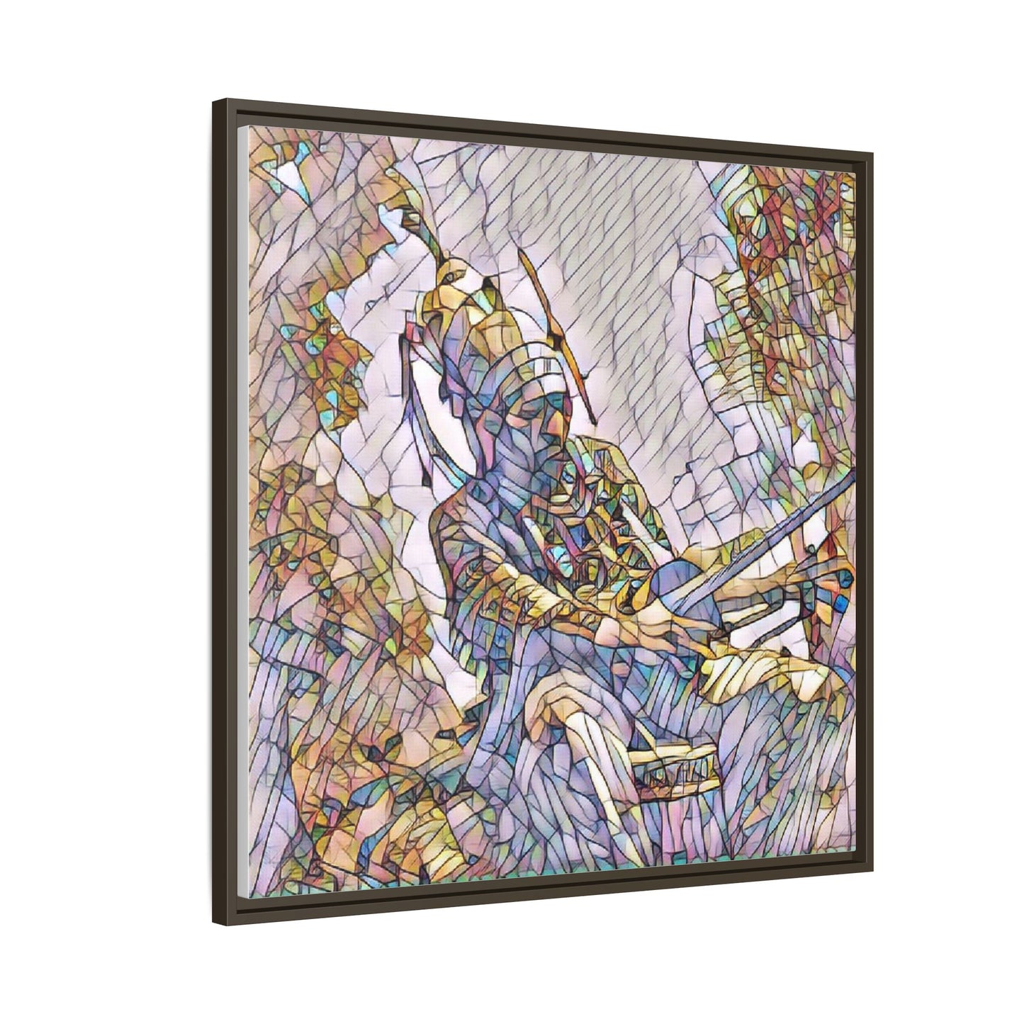 Framed Archery Canvas Print — Stained-Glass Archer Wall Art