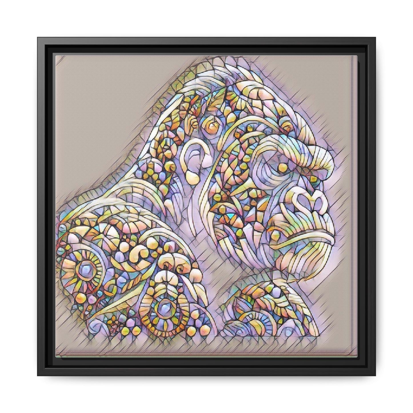 Colorful Ornate Gorilla Matte Canvas Framed Wall Art