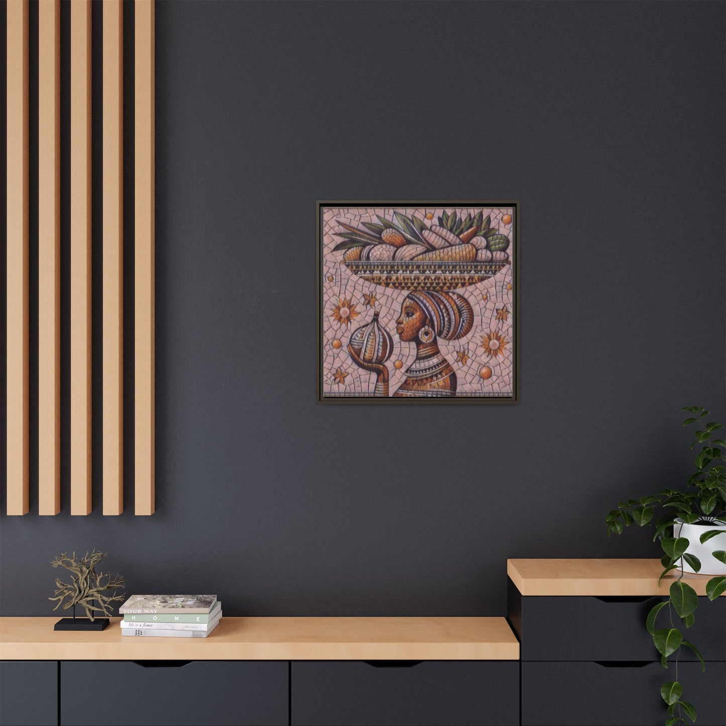 Egyptian Mosaic Goddess Matte Framed Canvas Wall Art