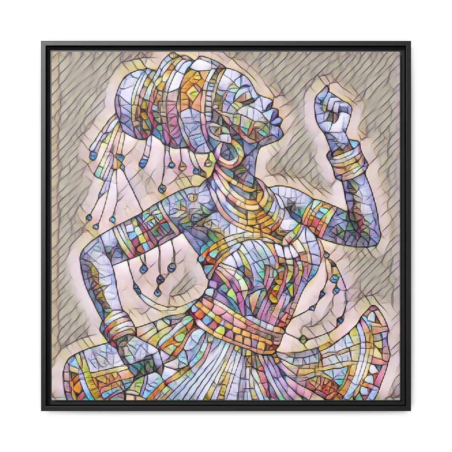 Framed Canvas Art — Colorful Mosaic Dancer