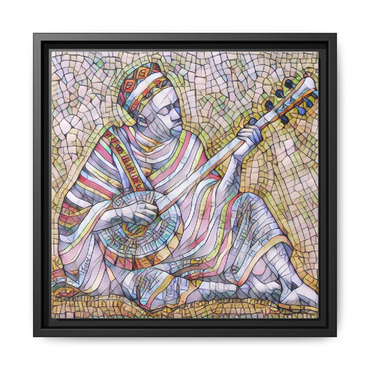 Framed Mosaic Musician Canvas – Colorful Bohemian Wall Art