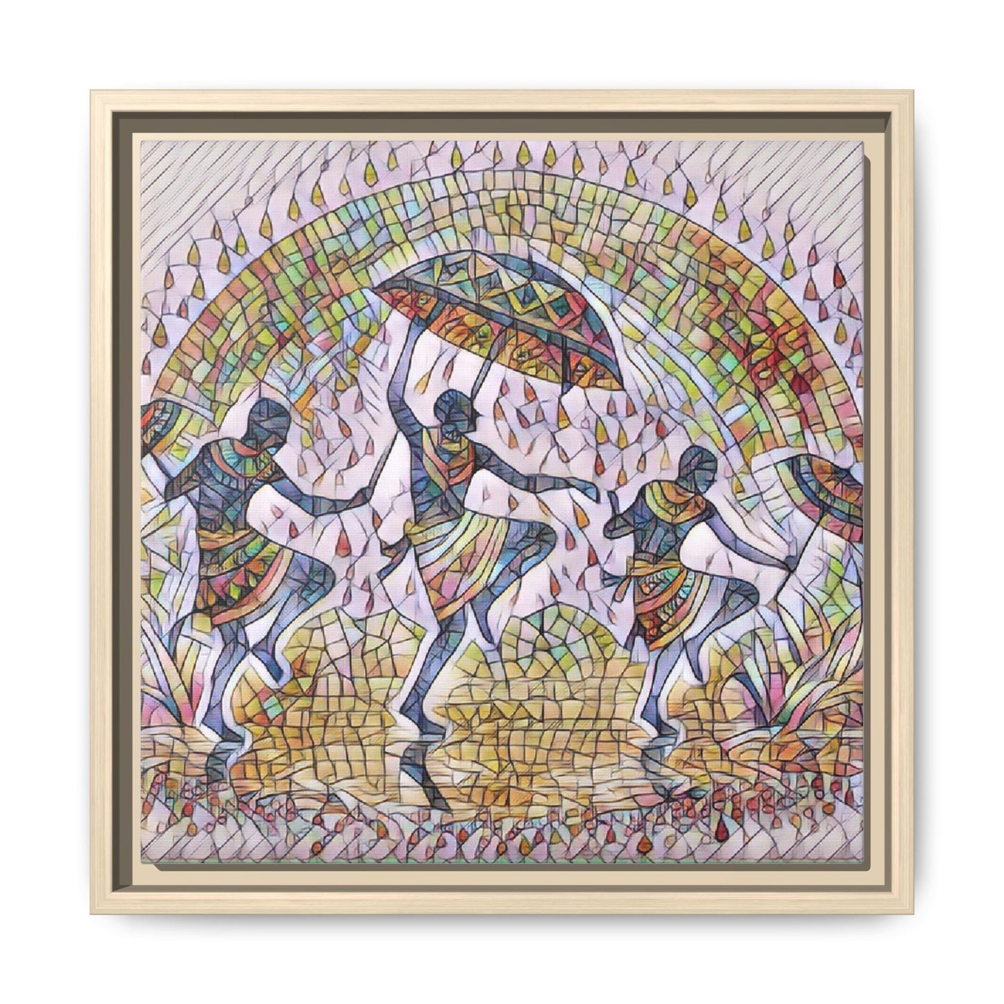 Framed Canvas Art — Colorful African Dance Mosaic