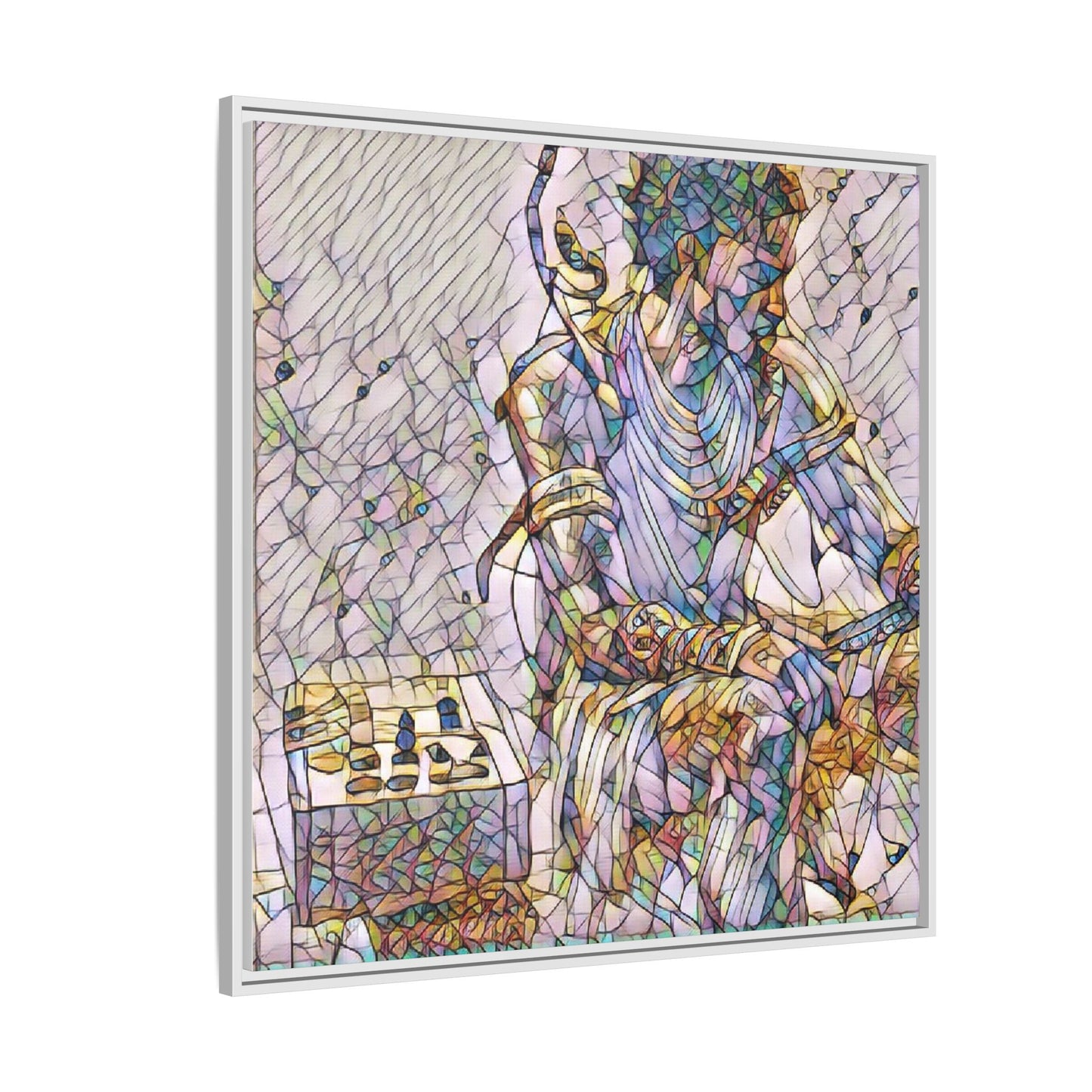 Framed Matte Canvas Art — Abstract Stained-Glass Chess Player