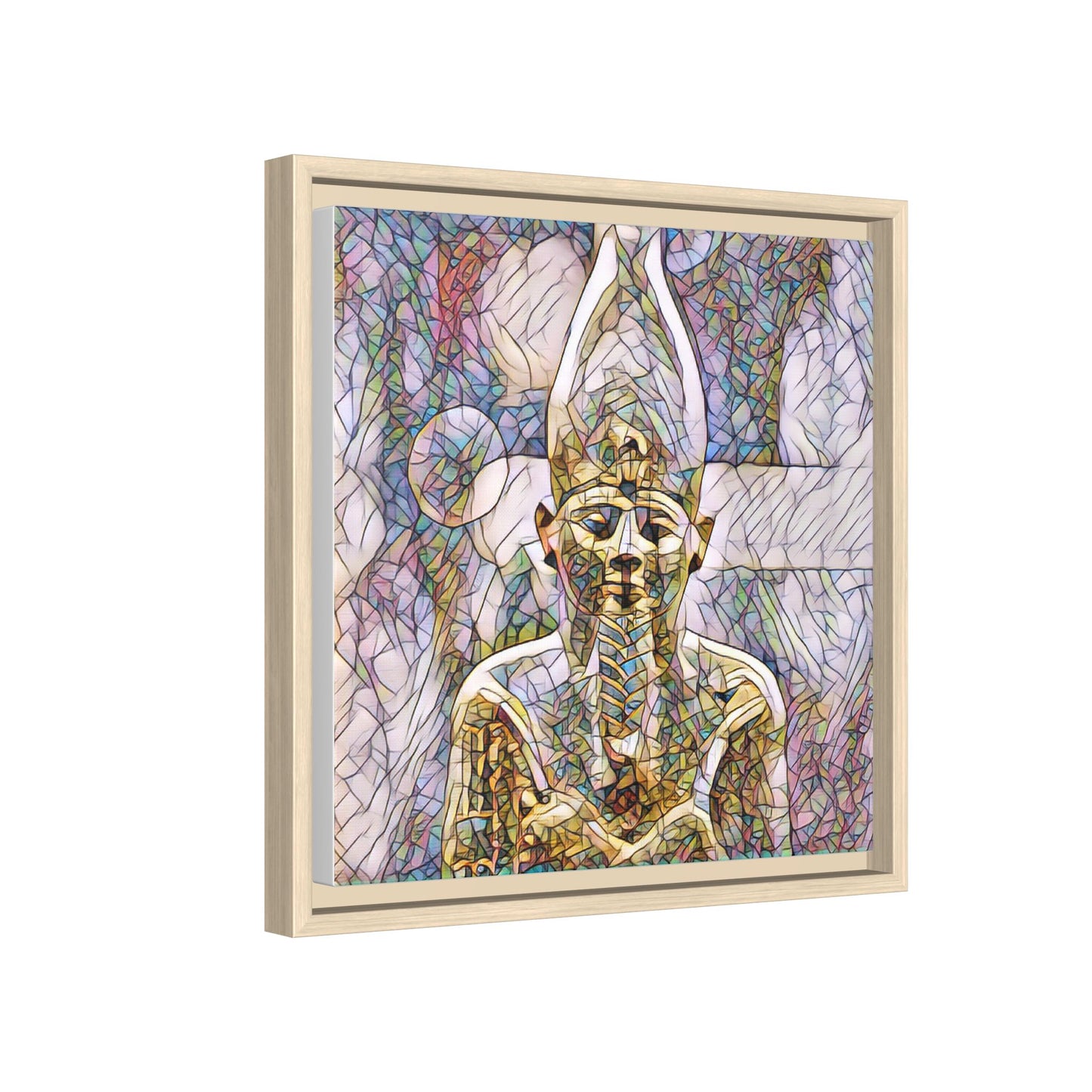 Egyptian Pharaoh Stained-Glass Style Matte Canvas Print, Framed