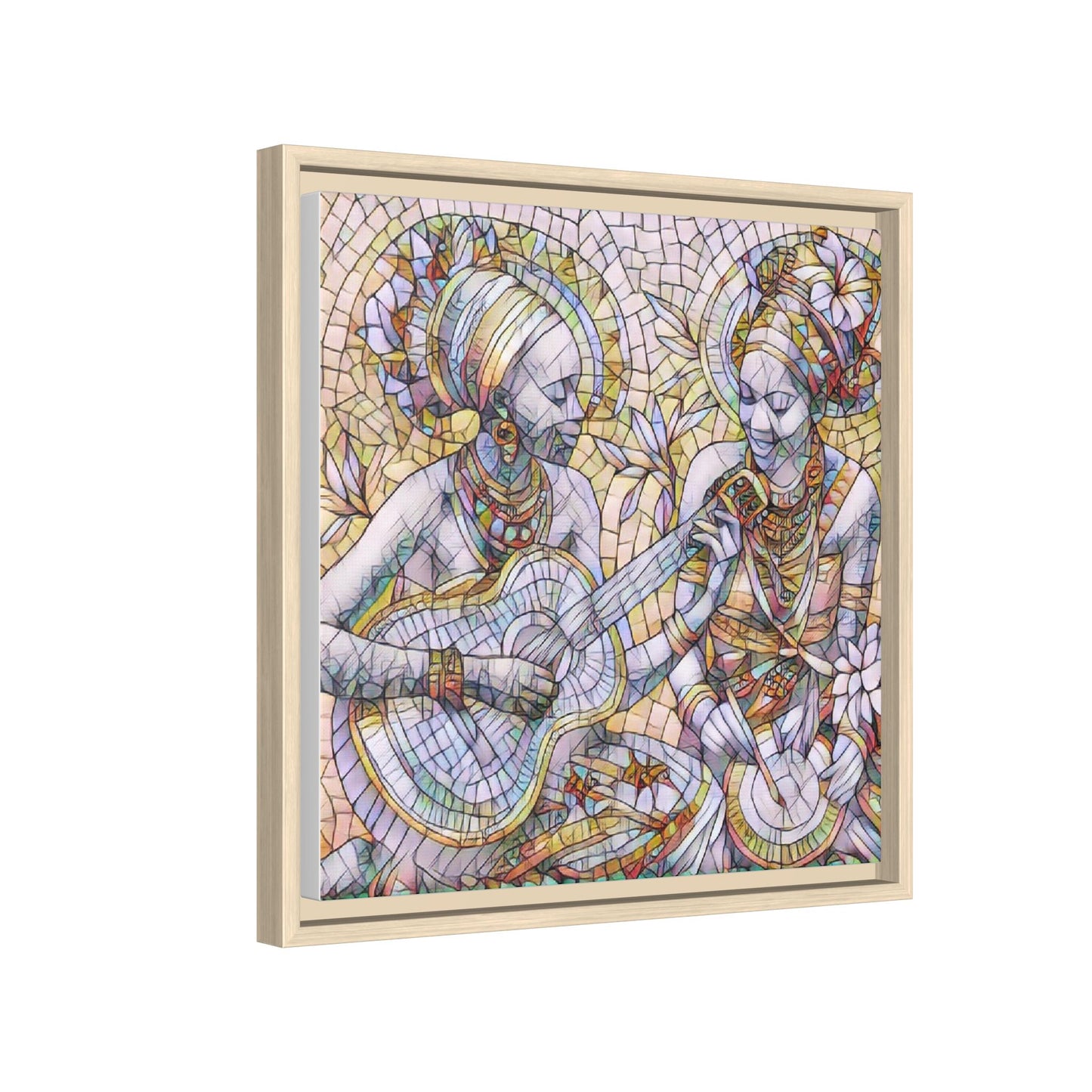 Framed Canvas Art – Colorful Mosaic Musicians Wall Decor