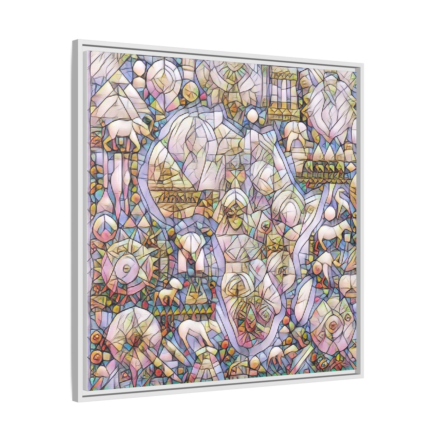Abstract Stained-Glass Style Framed Canvas Print
