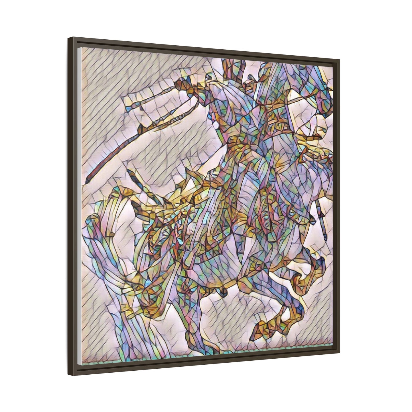 Framed Abstract Stained-Glass Horse Canvas