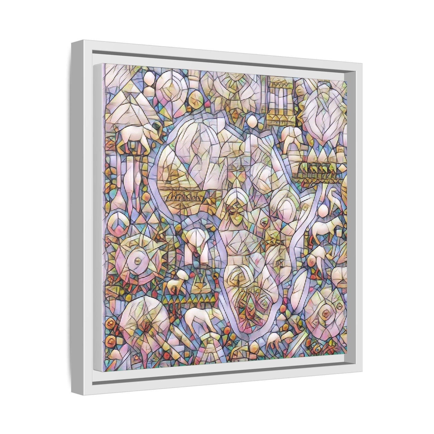Abstract Stained-Glass Style Framed Canvas Print