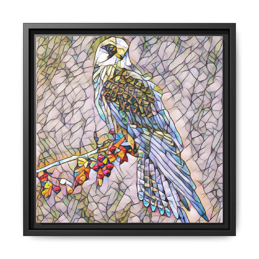 Framed Canvas Wall Art — Stylized Bird Mosaic Print