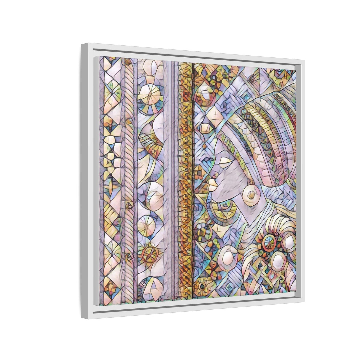 Afrocentric Stained-Glass Portrait Matte Framed Canvas
