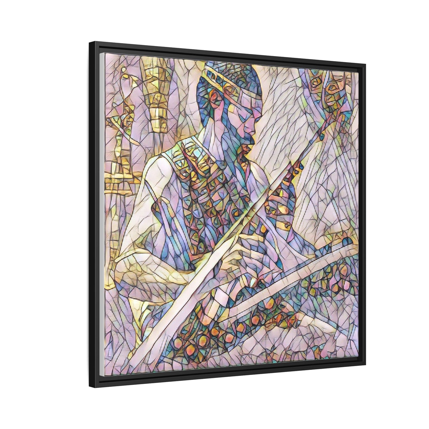 Framed Matte Canvas — Abstract Musician Stained-Glass Art Print