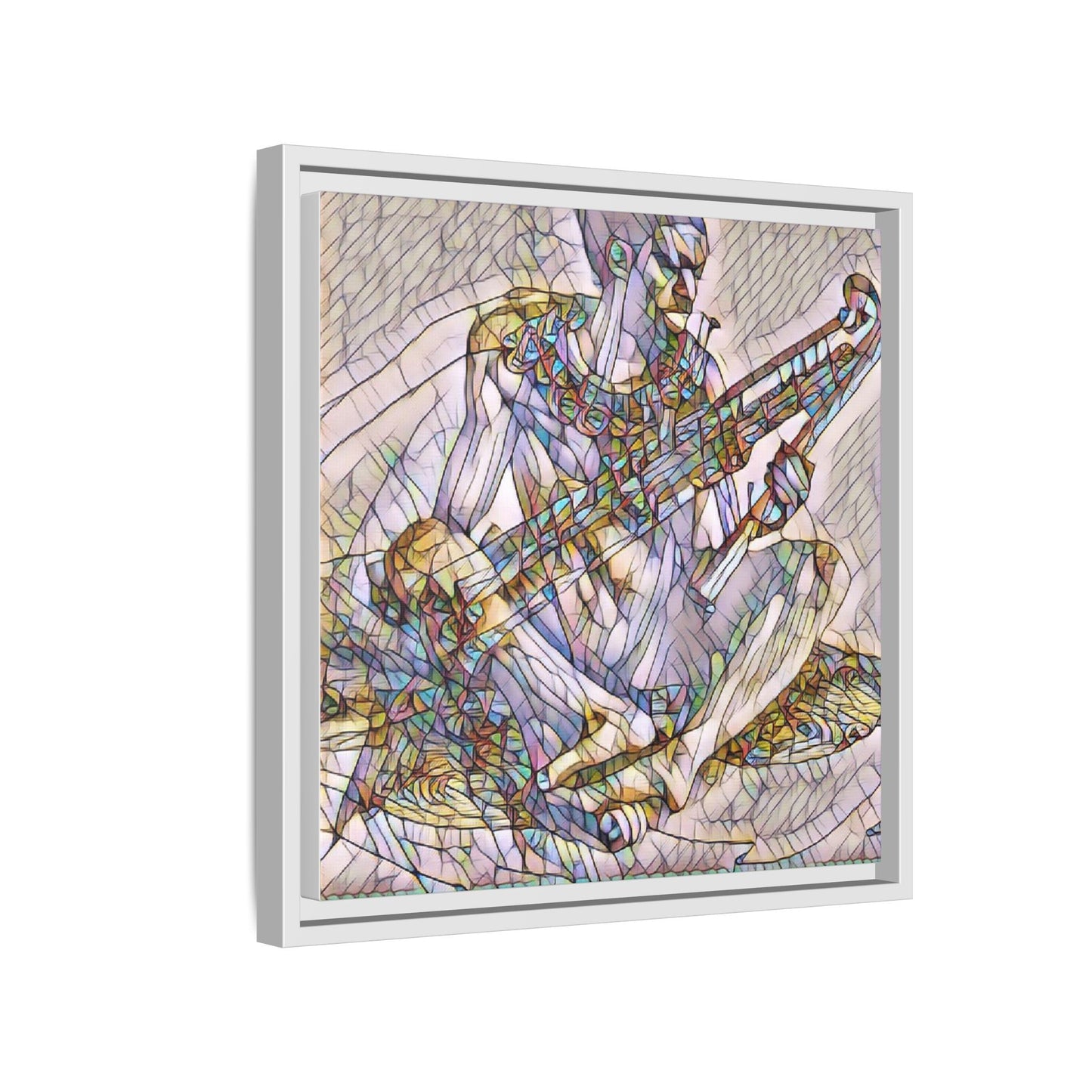 Framed Abstract Musician Canvas Art — Multicolor Modern Wall Decor