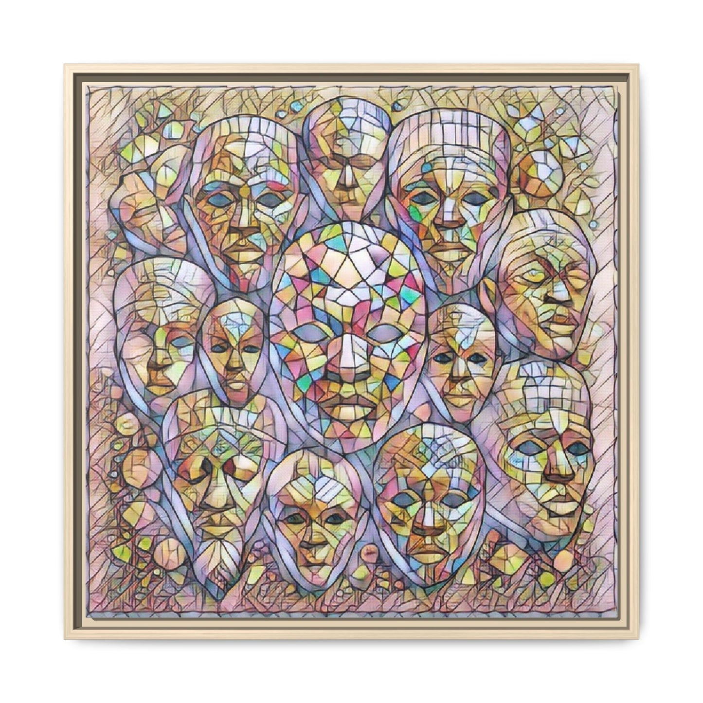 Framed Art Print — Mosaic Faces Matte Canvas