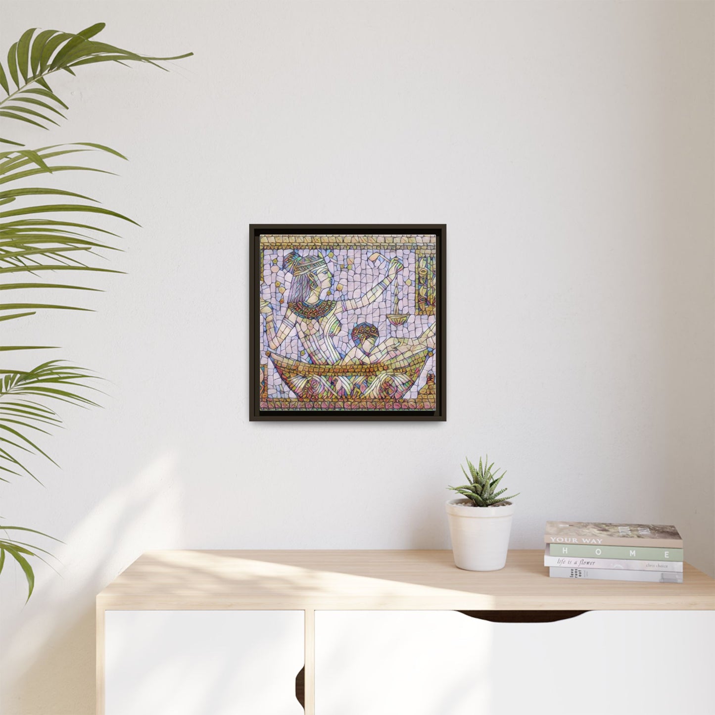 Egyptian Mosaic Goddess Matte Canvas Print (Framed)
