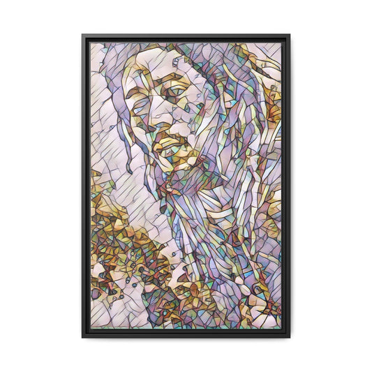 Stained Glass Portrait Matte Canvas Print — Framed Multi‑Color Wall Art