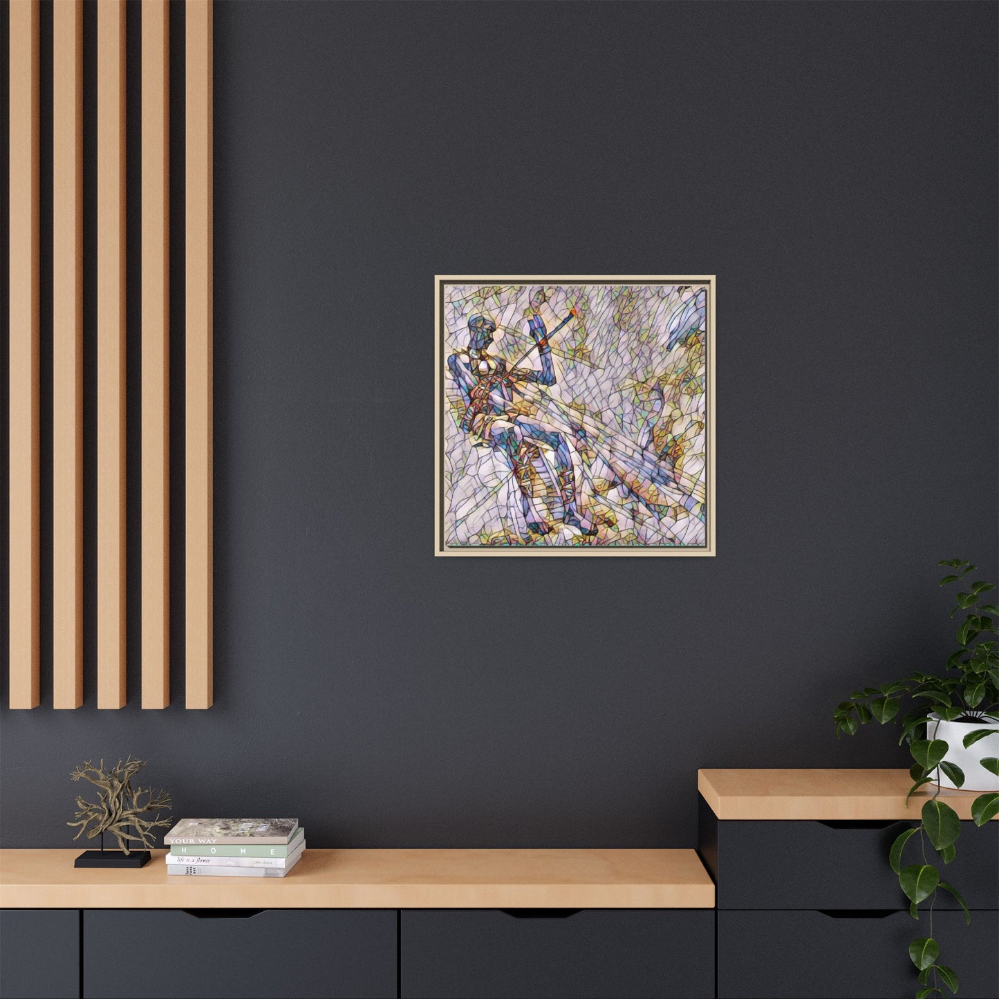 Abstract Stained-Glass Warrior Framed Canvas