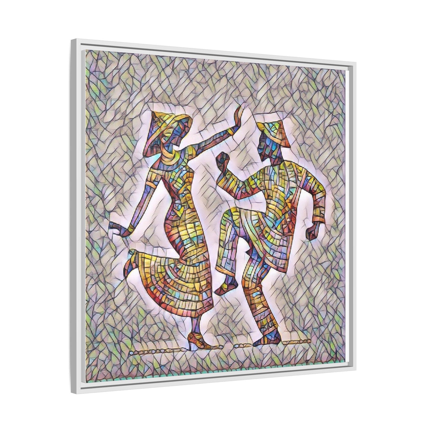Colorful Folk Dance Matte Canvas Print (Framed)