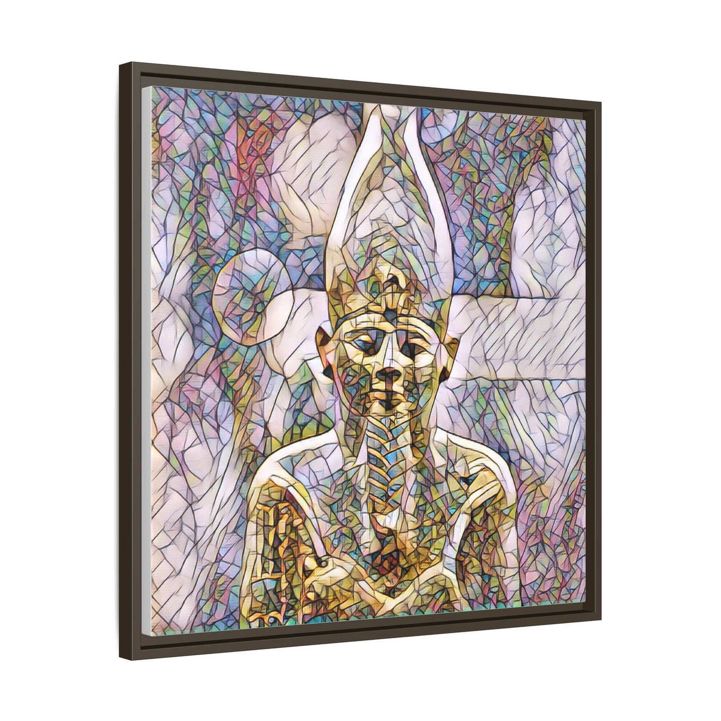 Egyptian Pharaoh Stained-Glass Style Matte Canvas Print, Framed