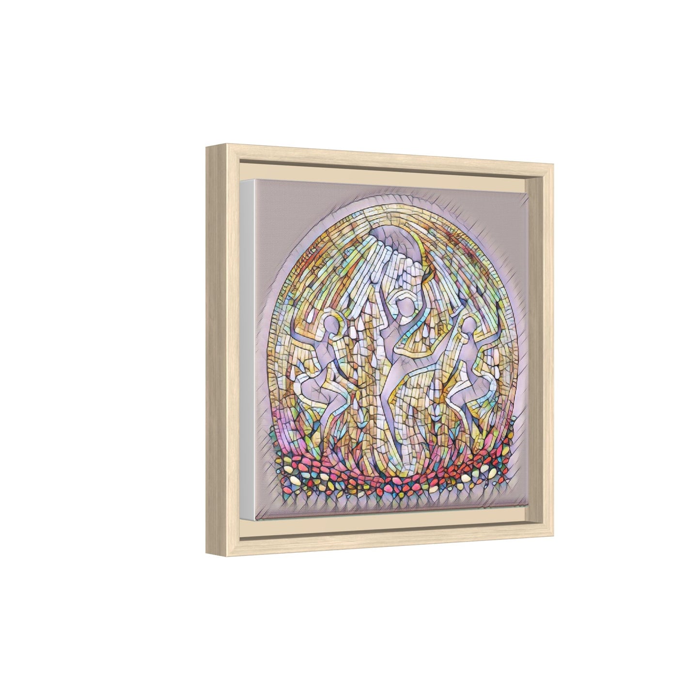 Framed Canvas Art - Stained Glass Dance Trio (Matte Multi-Color)