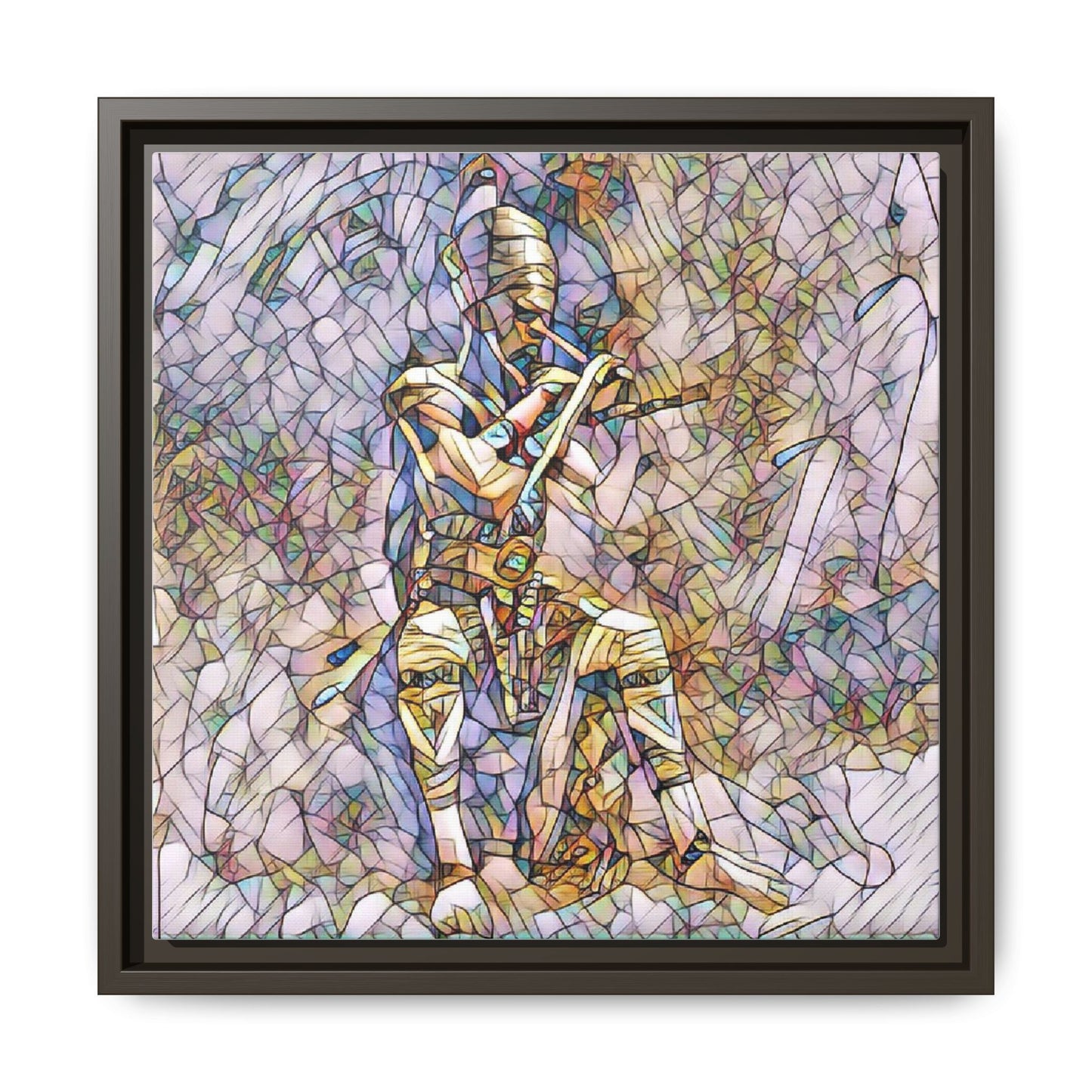 Framed Matte Canvas - Stained Glass Knight Artwork