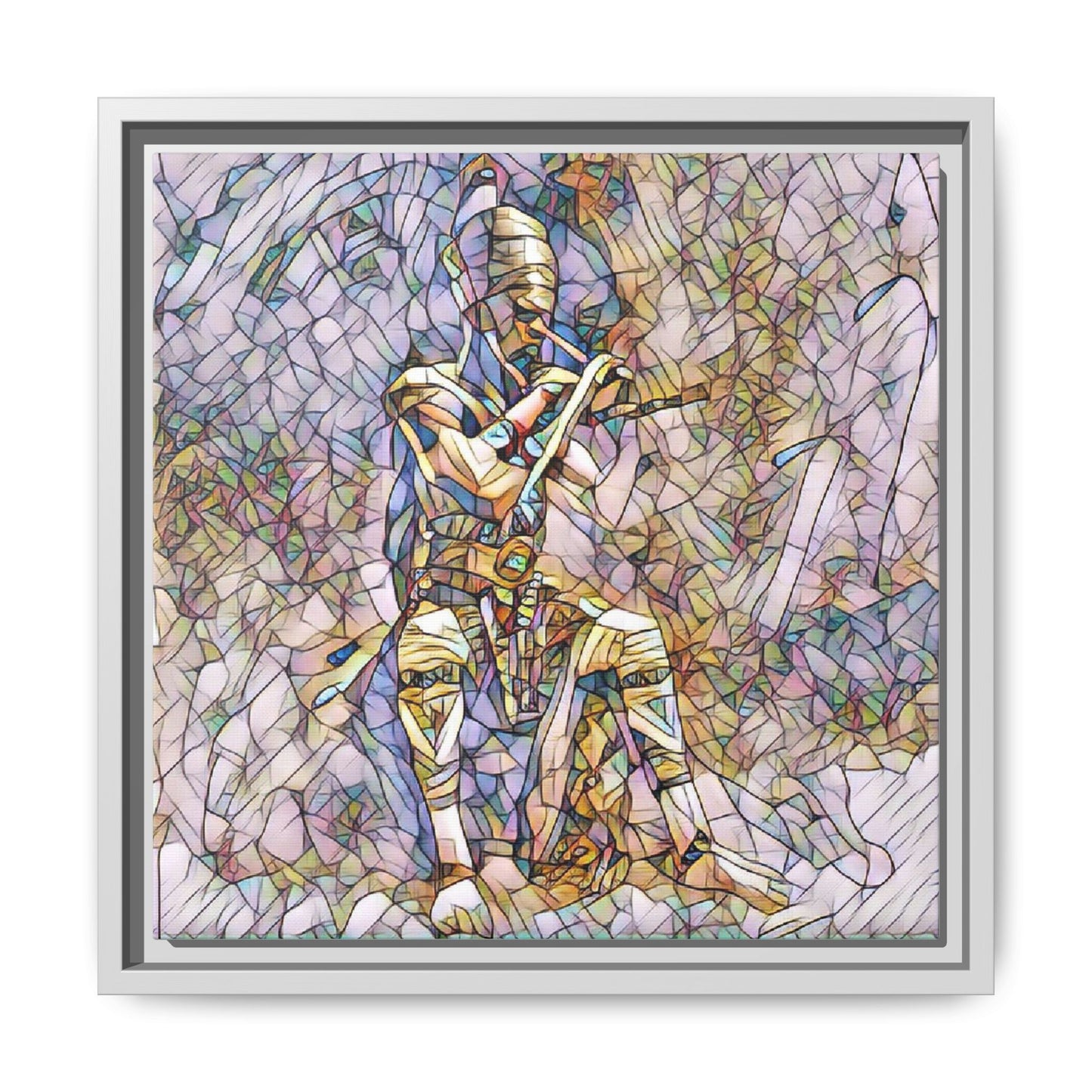 Framed Matte Canvas - Stained Glass Knight Artwork