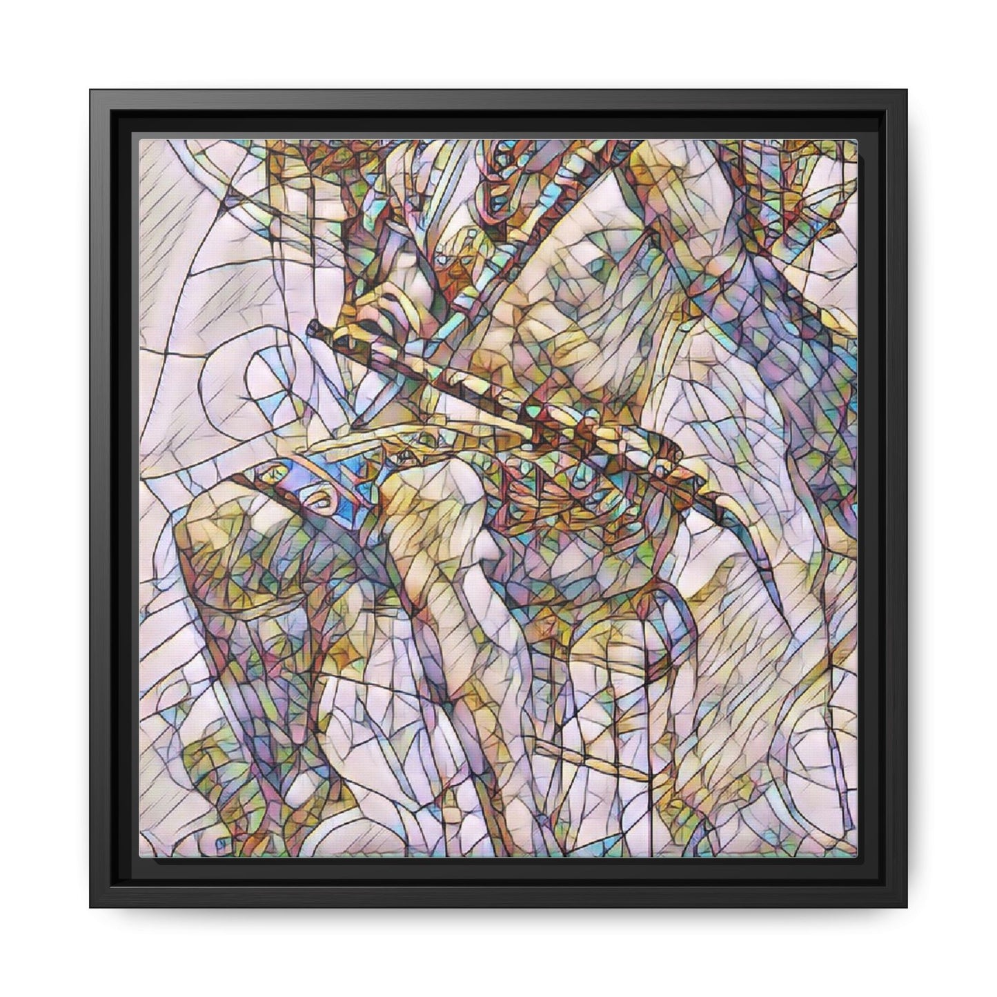 Framed Abstract Musician Canvas Art — Multi‑Color Jazz Saxophone Print