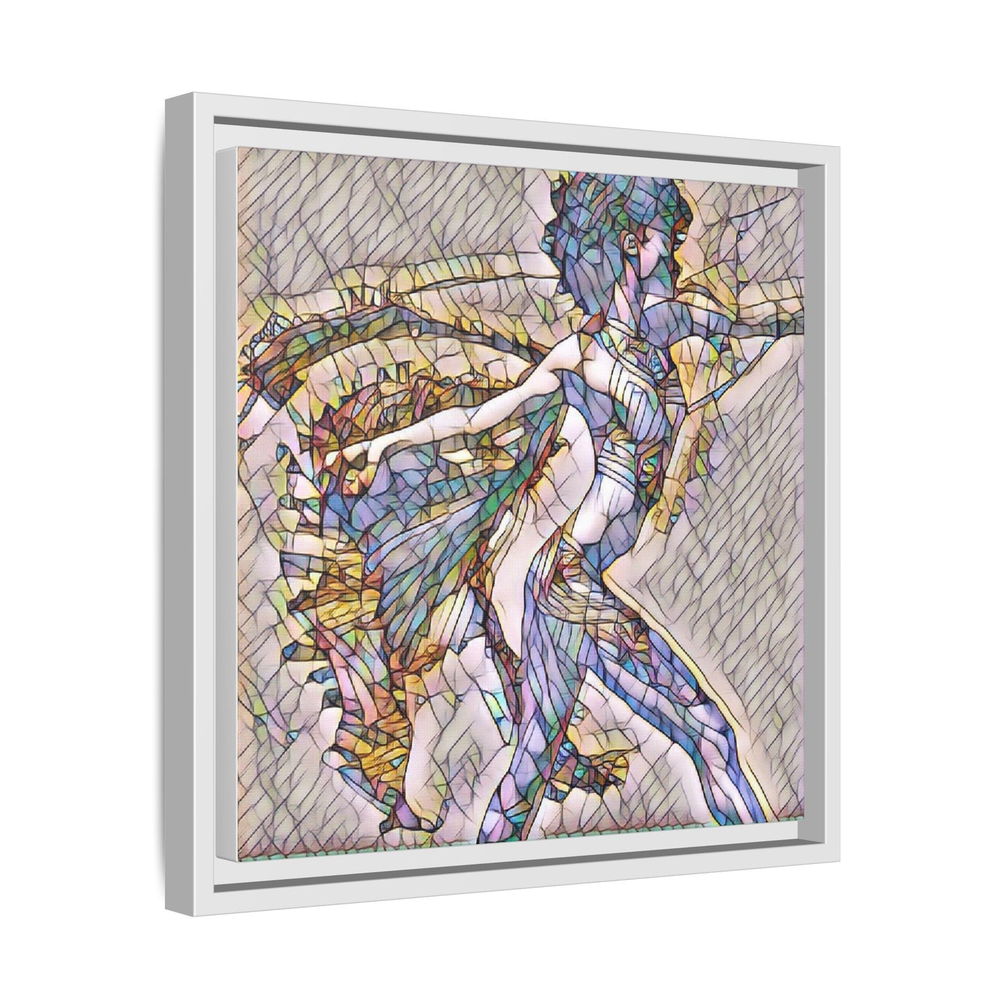Abstract Stained-Glass Dancer Framed Canvas Art