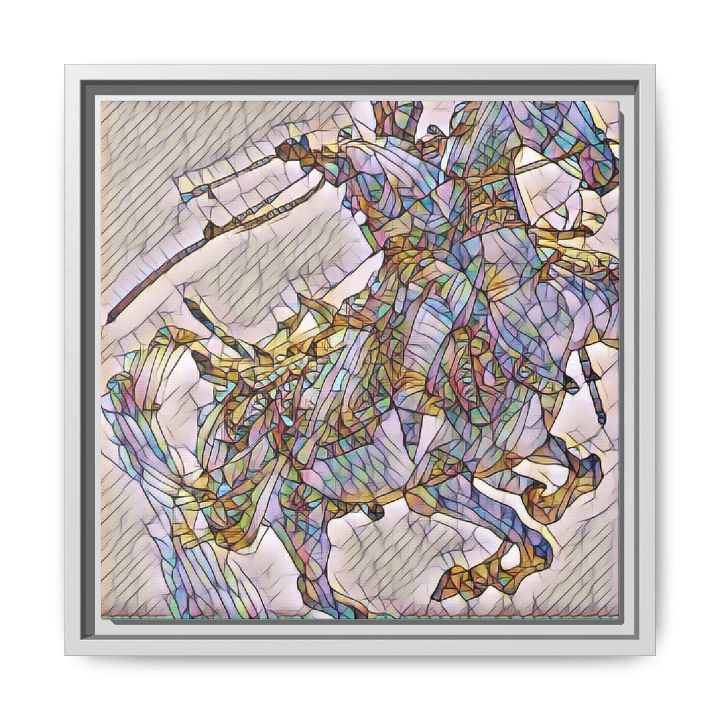 Framed Abstract Stained-Glass Horse Canvas
