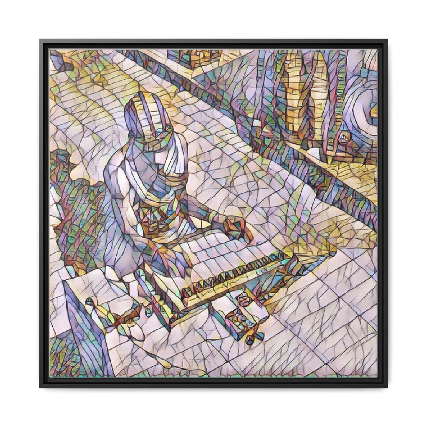 Abstract DJ Skateboarder Matte Framed Canvas – Colorful Urban Music Art Print