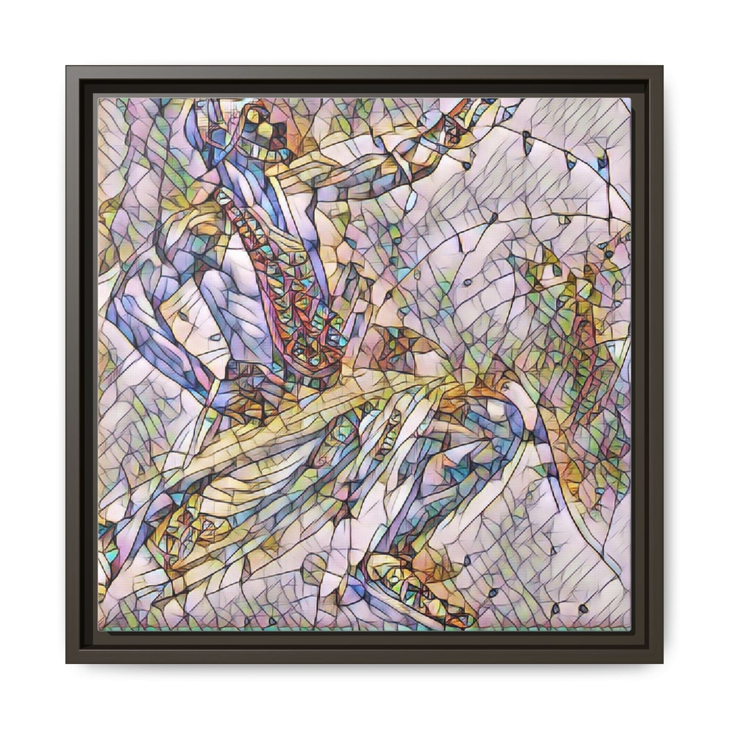 Abstract Stained-Glass Dancers — Framed Matte Canvas Art