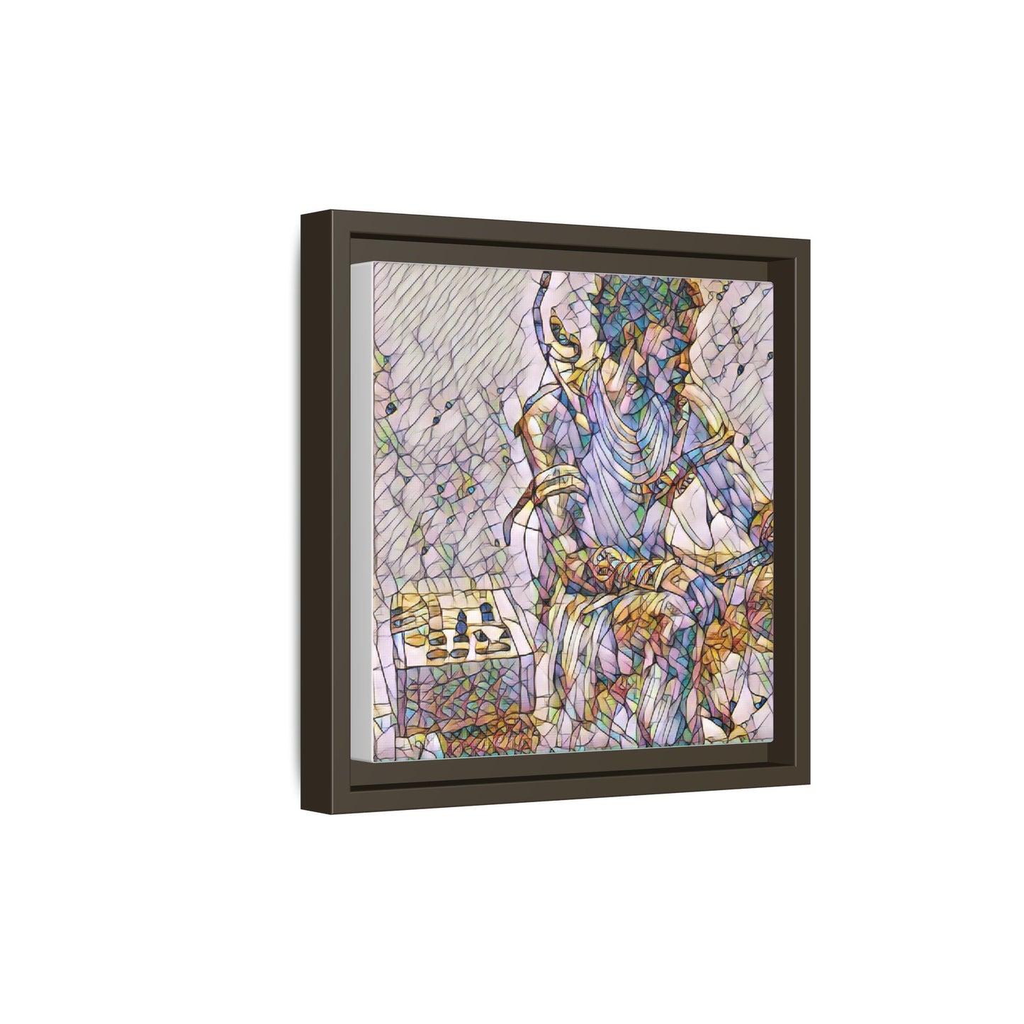 Framed Matte Canvas Art — Abstract Stained-Glass Chess Player