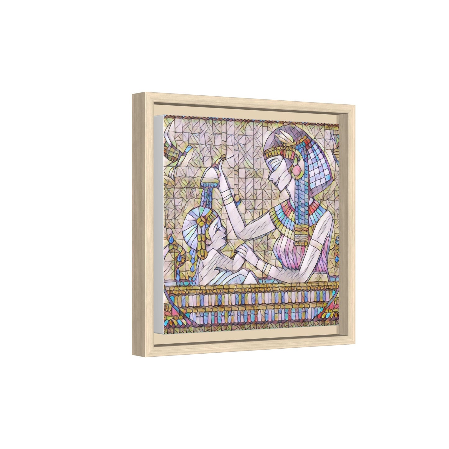 Egyptian Mosaic Mother & Child Framed Matte Canvas