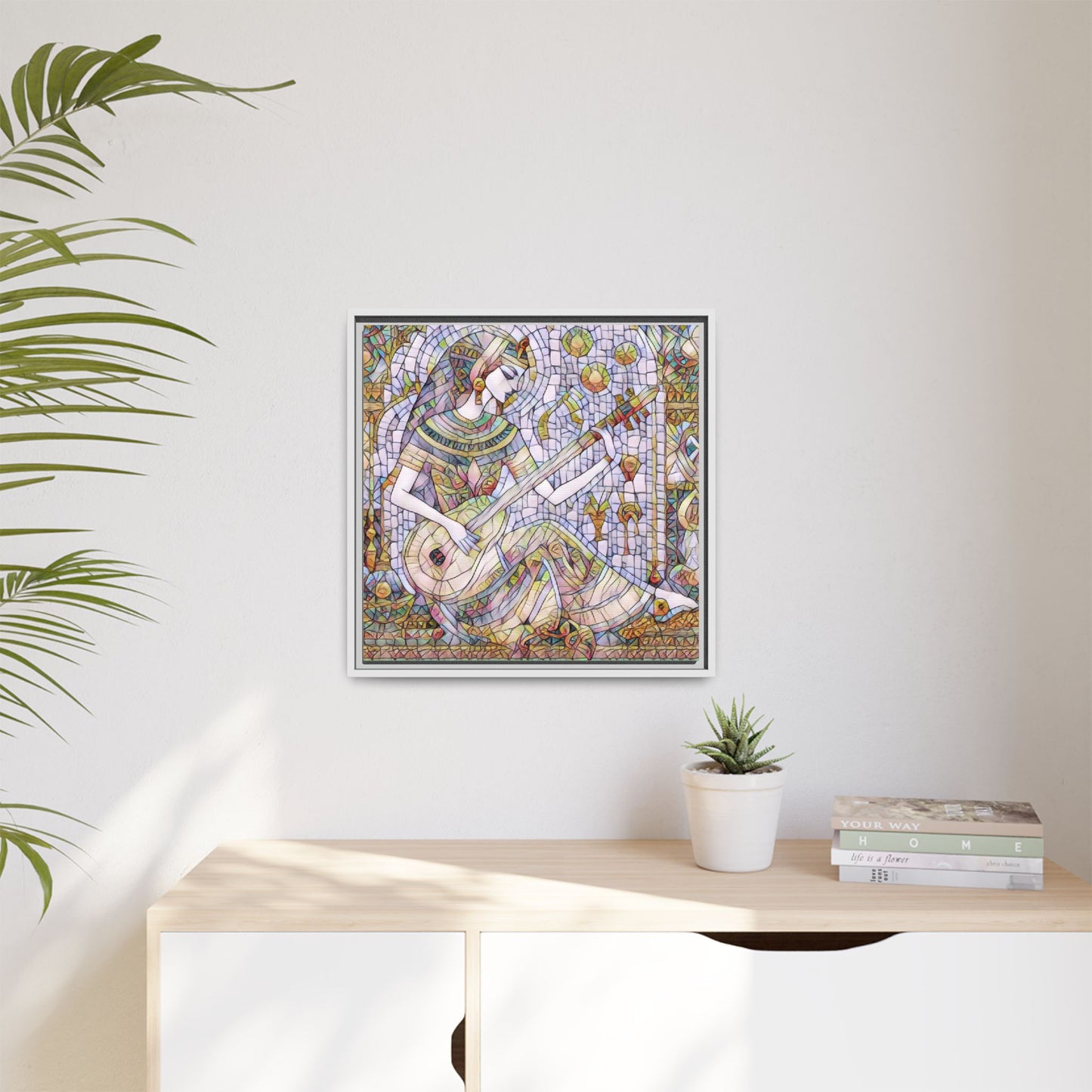 Egyptian Muse Mosaic Matte Canvas Framed Wall Art