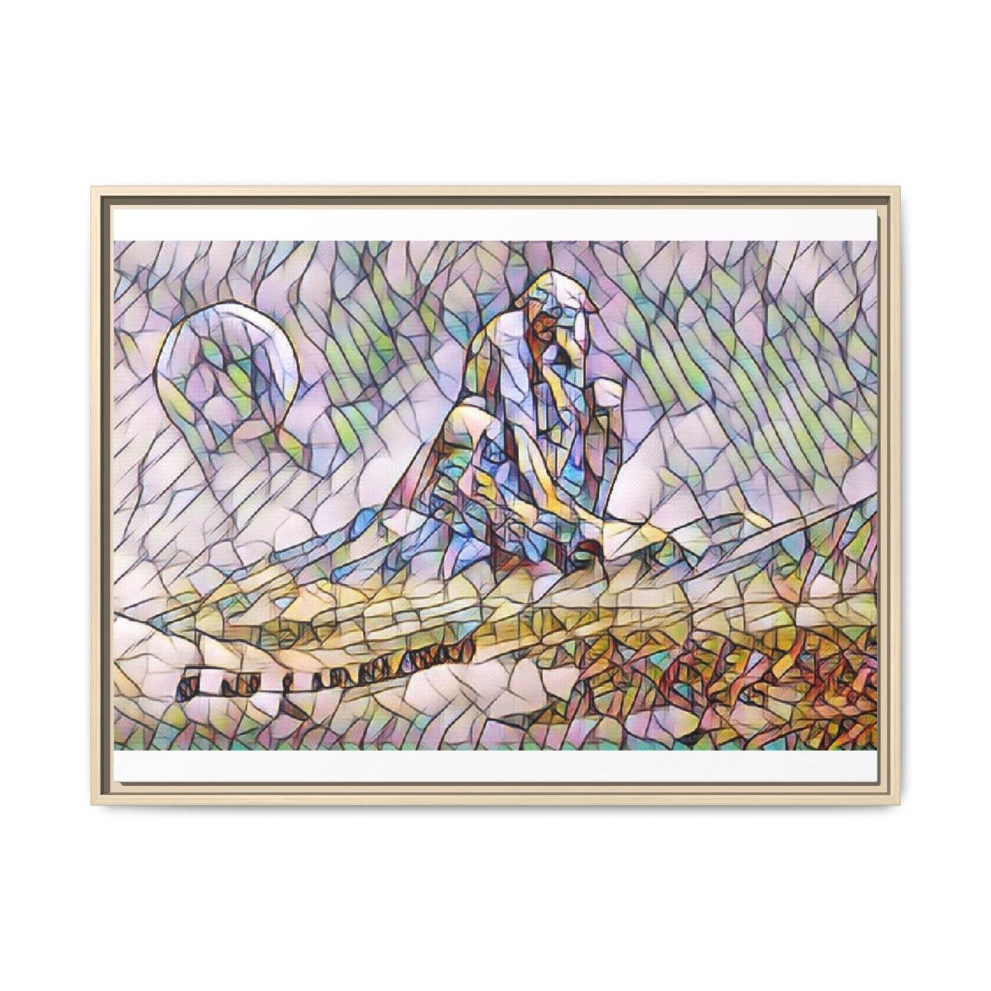 Stained-Glass Surfing Canvas Print — Framed Matte Wall Art