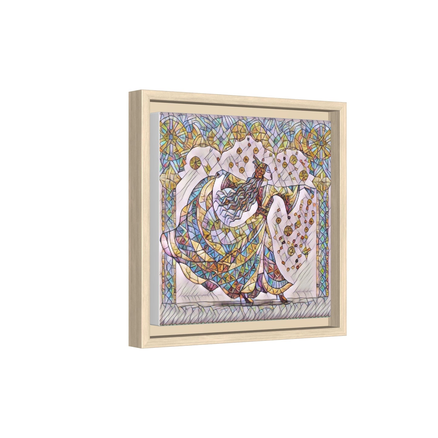 Stained Glass Dancing Dervish Framed Canvas Art