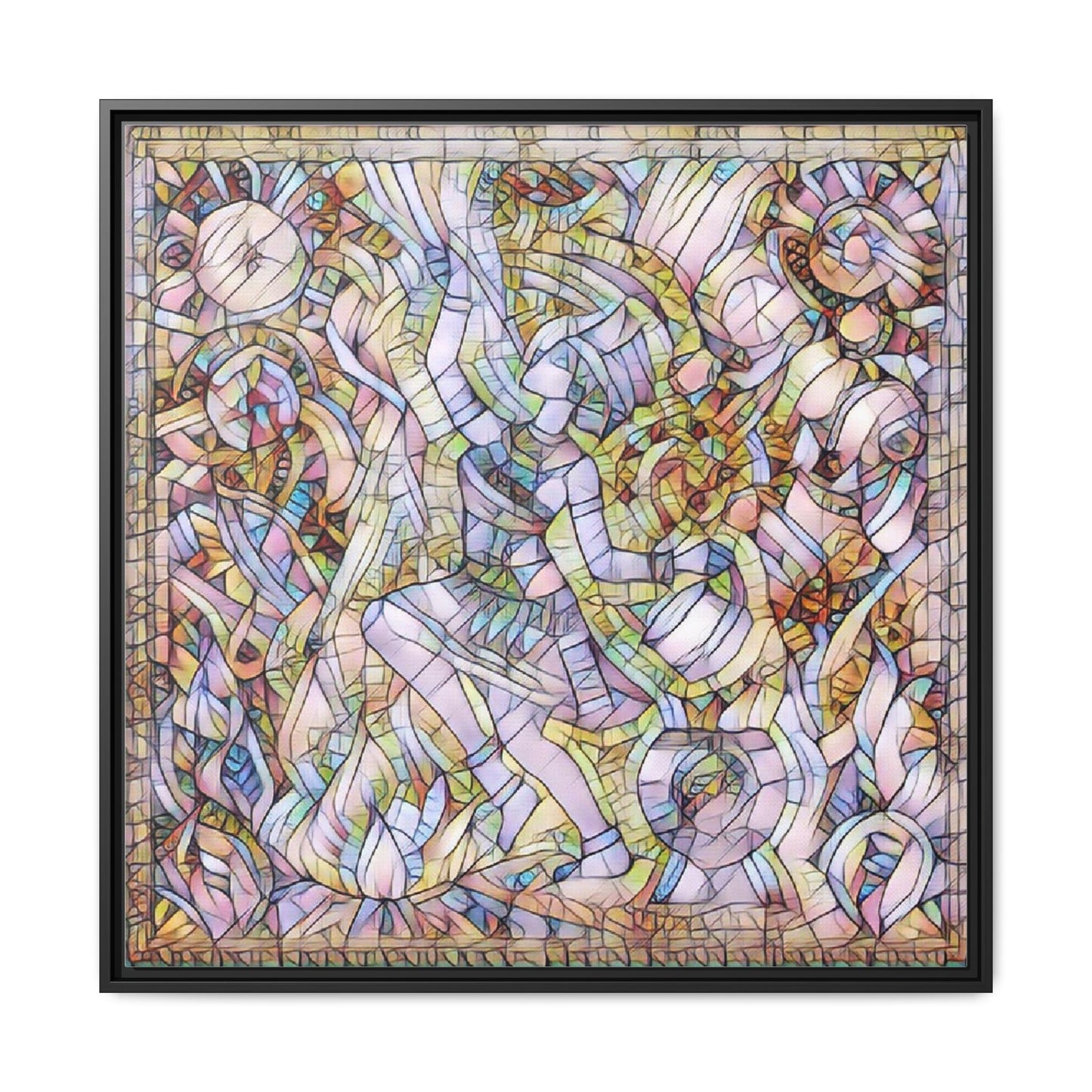 Abstract Stained Glass Dance Matte Framed Canvas