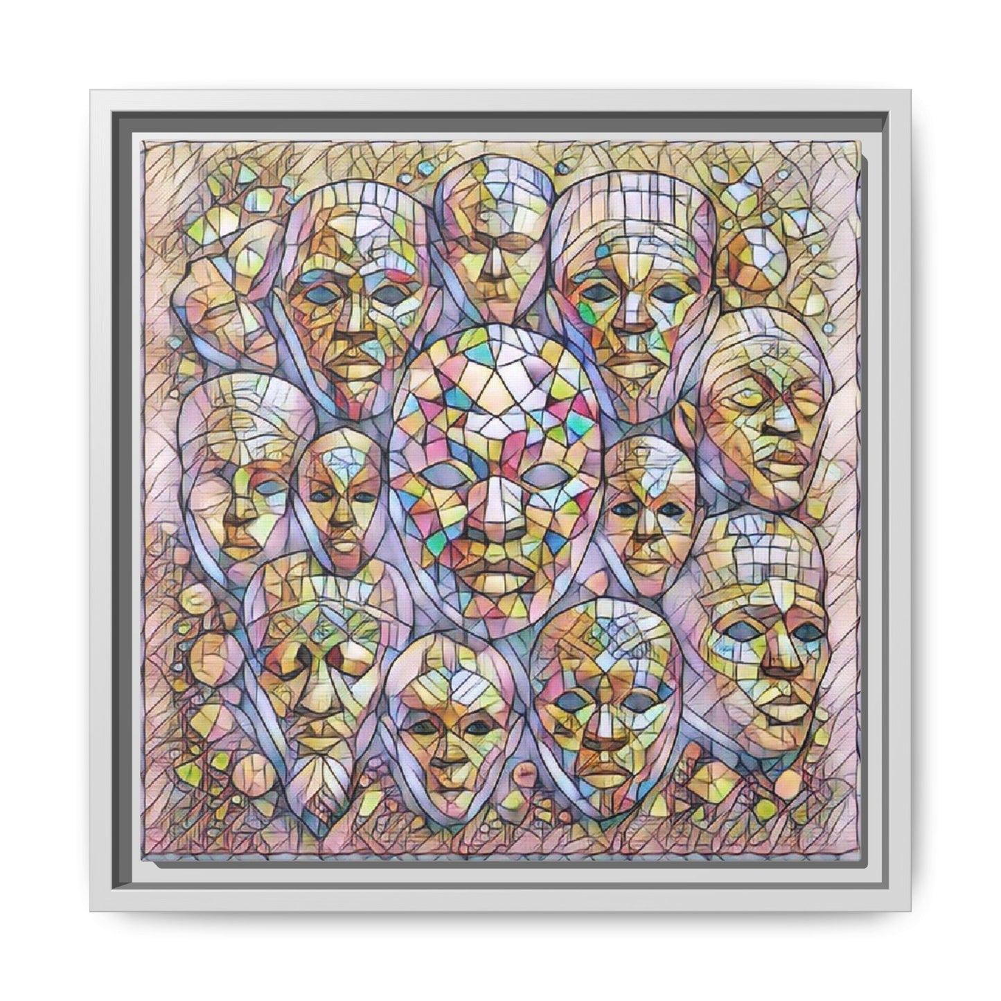 Framed Art Print — Mosaic Faces Matte Canvas