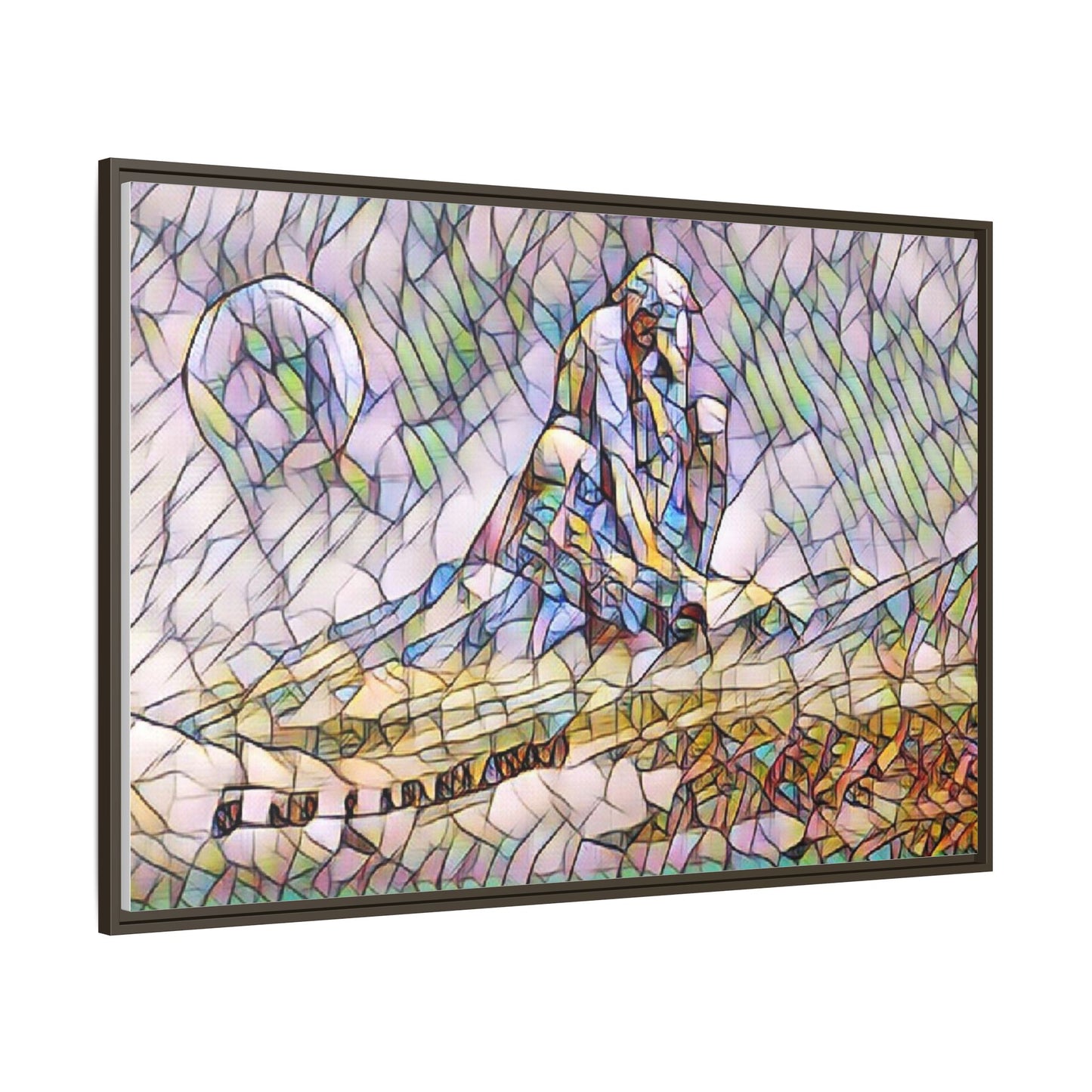 Stained-Glass Surfing Canvas Print — Framed Matte Wall Art