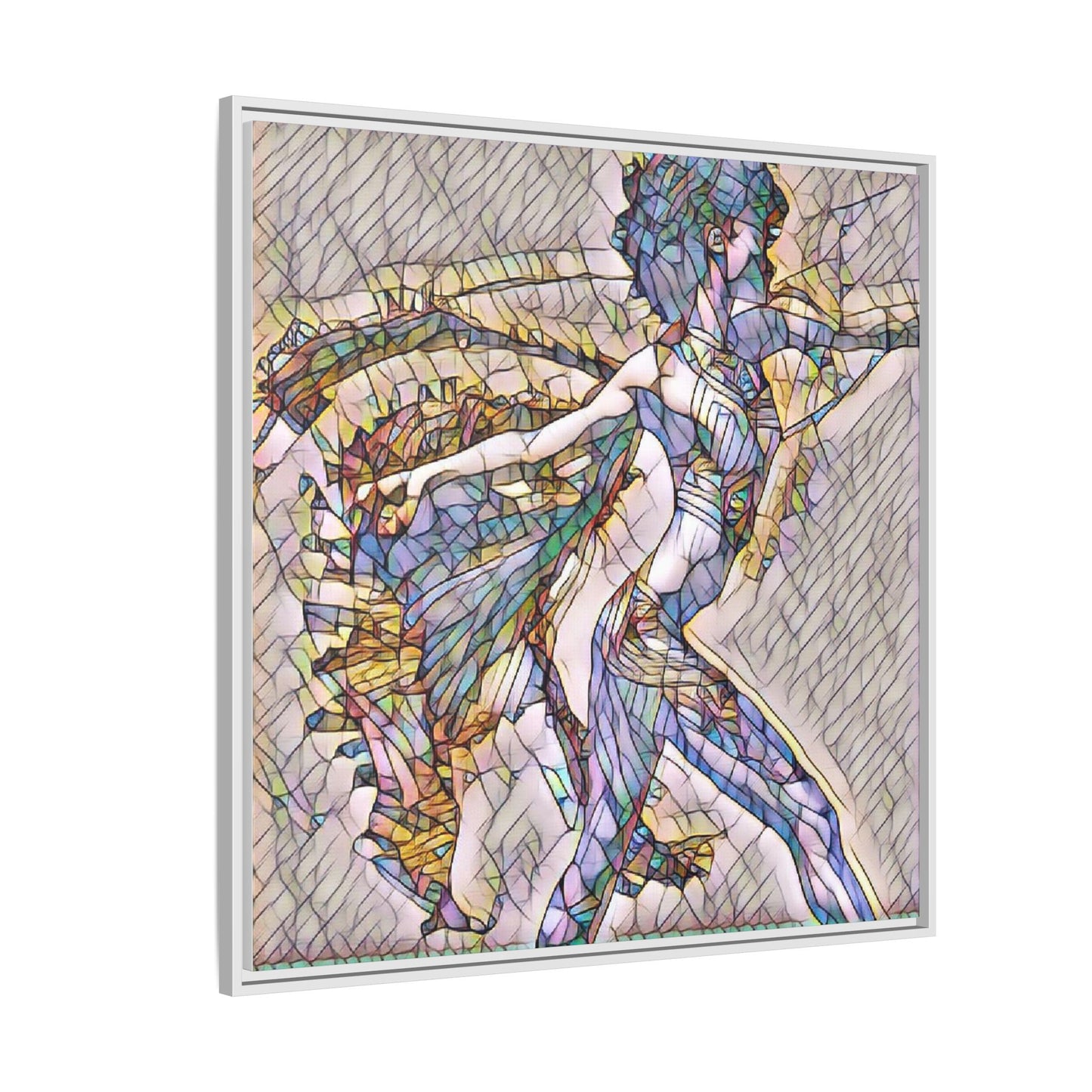 Abstract Stained-Glass Dancer Framed Canvas Art