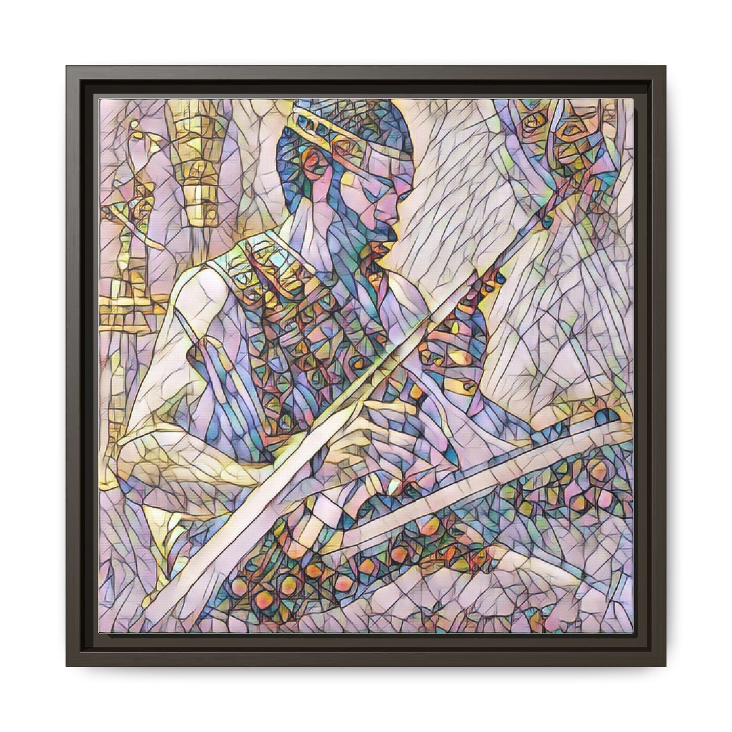Framed Matte Canvas — Abstract Musician Stained-Glass Art Print