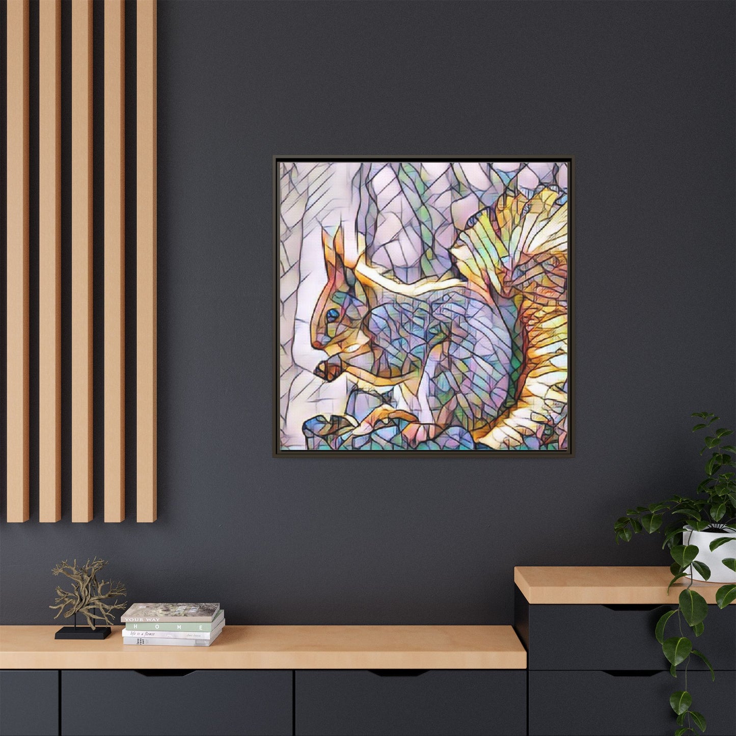 Framed Squirrel Mosaic Matte Canvas Wall Art