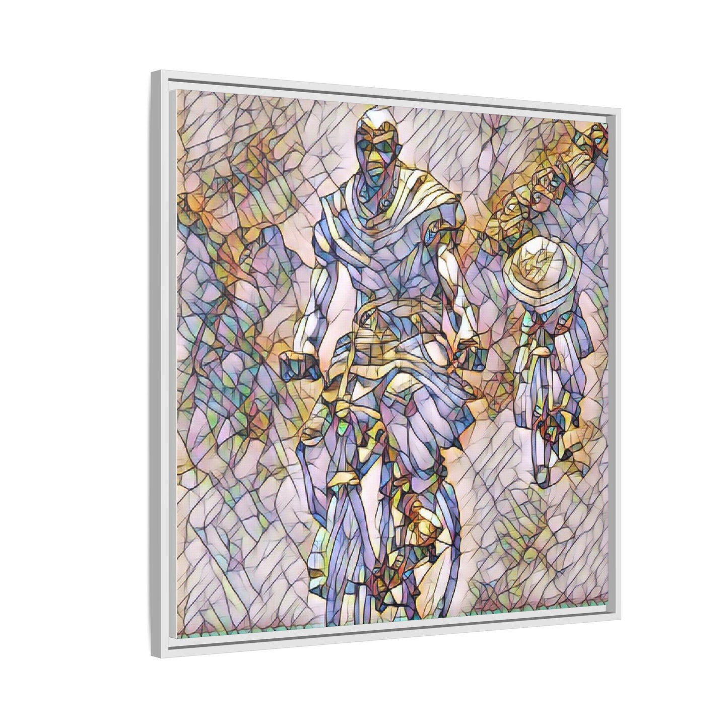 Framed Matte Canvas — Abstract Cyclist Artwork (Multi‑Color)