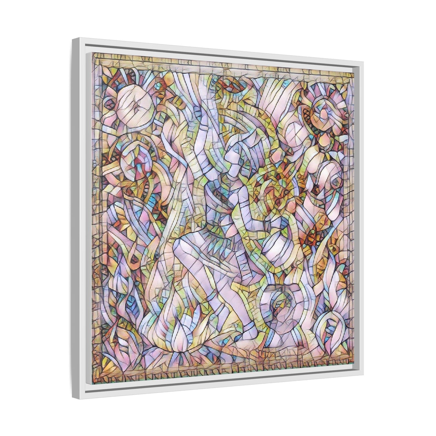 Abstract Stained Glass Dance Matte Framed Canvas