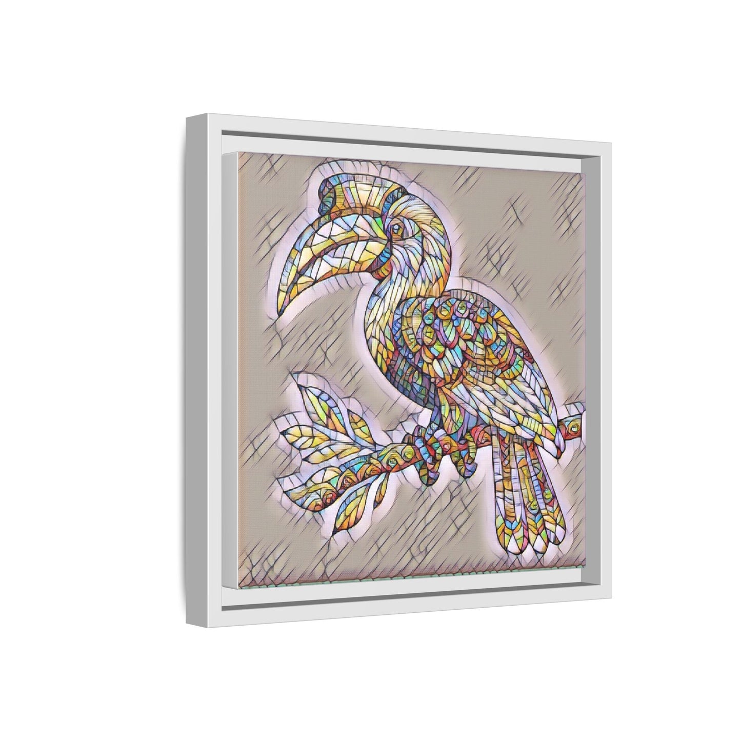 Colorful Stained Glass Toucan Matte Canvas Framed Wall Art