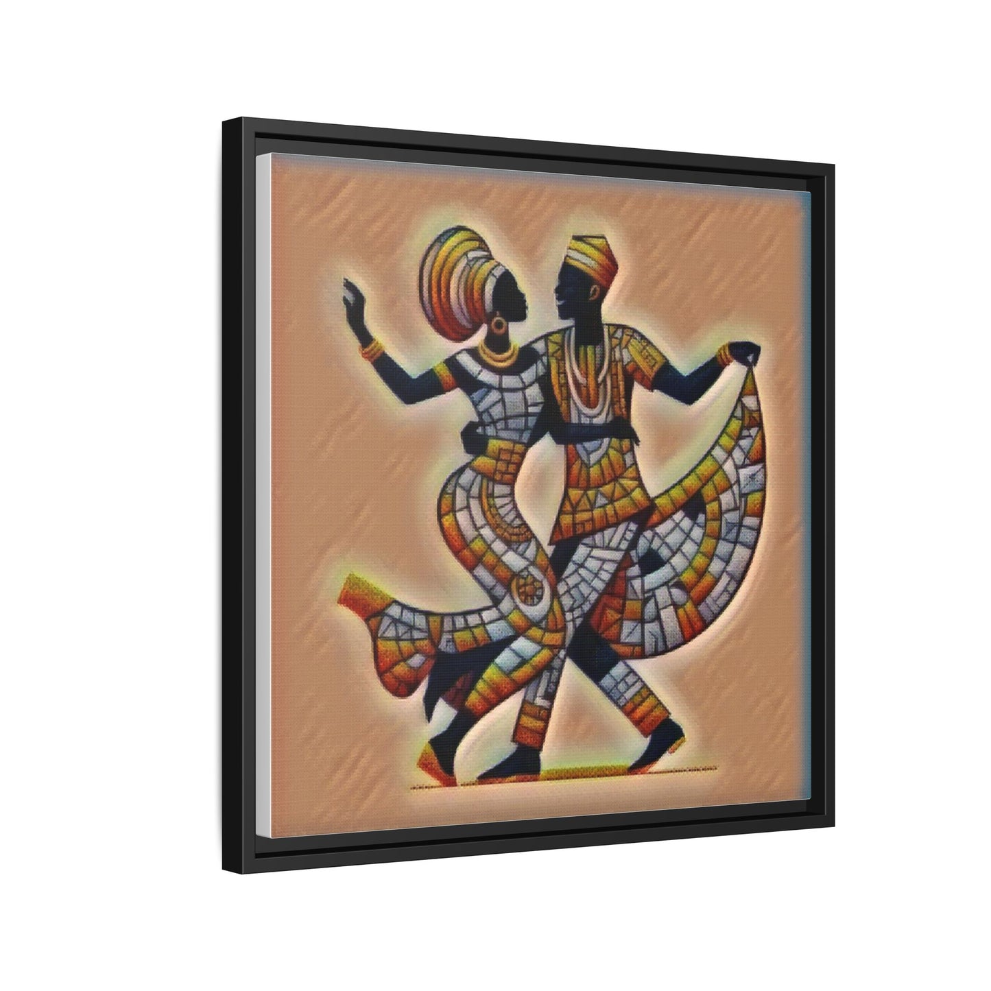 Framed African Dance Mosaic Art Print — Matte Canvas Wall Decor