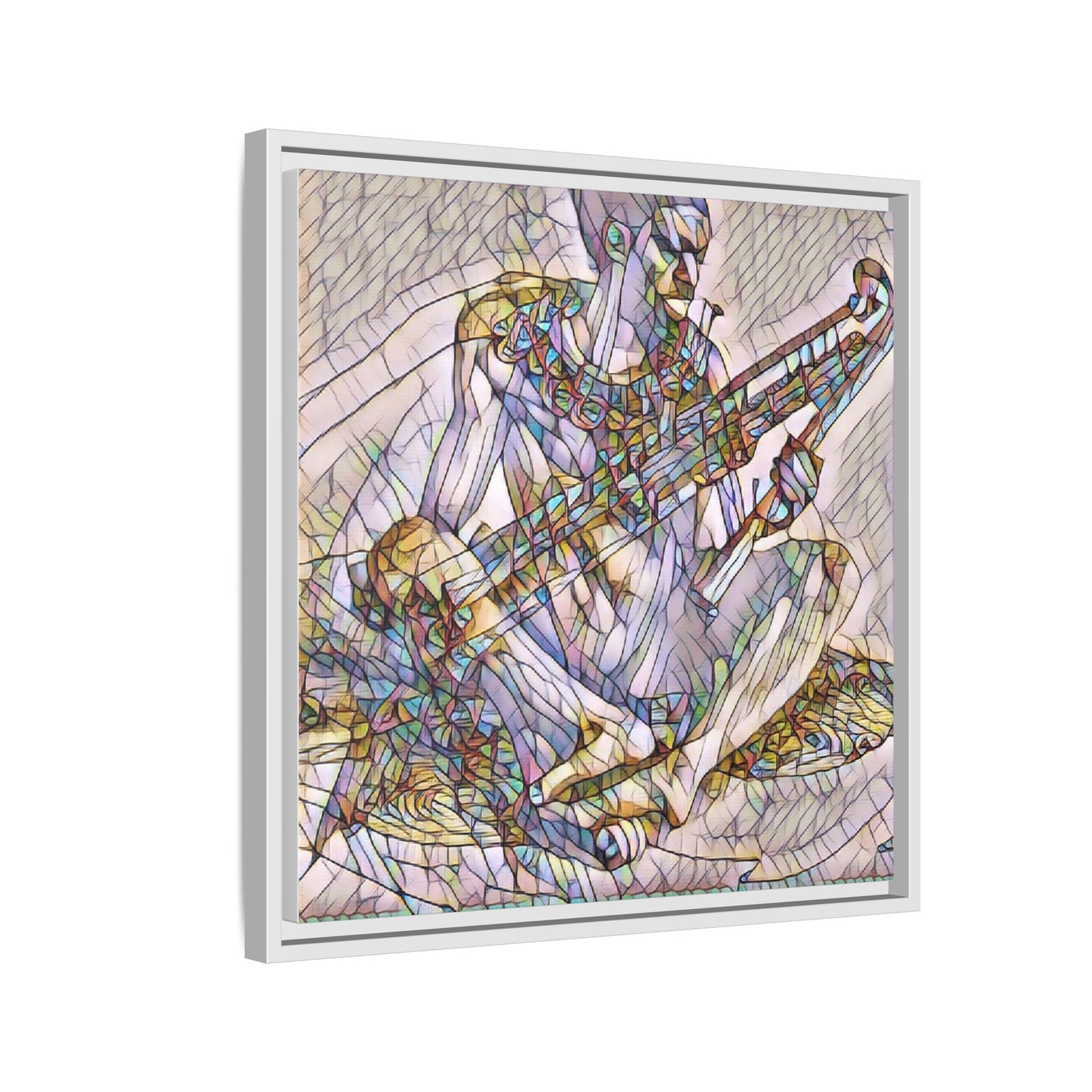 Framed Abstract Musician Canvas Art — Multicolor Modern Wall Decor