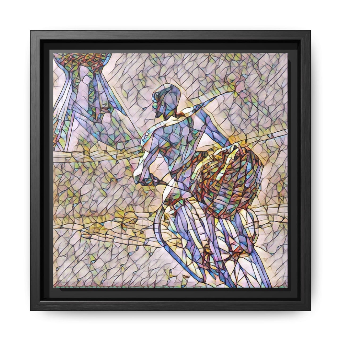 Abstract Stained-Glass Warrior Matte Framed Canvas